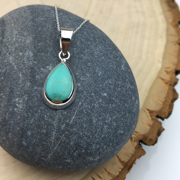 Jewelry - 925 Turquoise Teardrop Necklace Sterling Silver